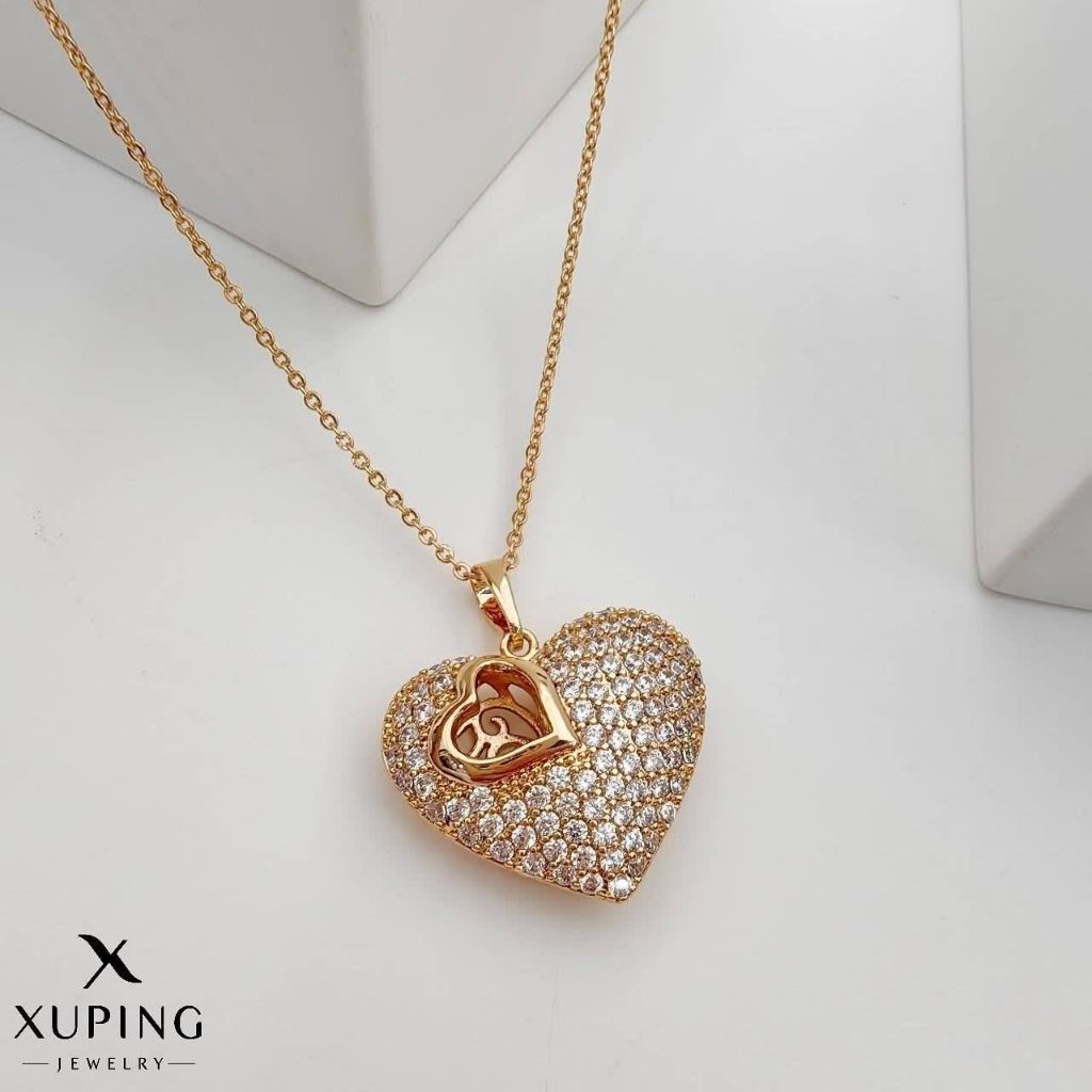 پلاک قلب نگین دار بزرگ ژوپینگ کد 3348